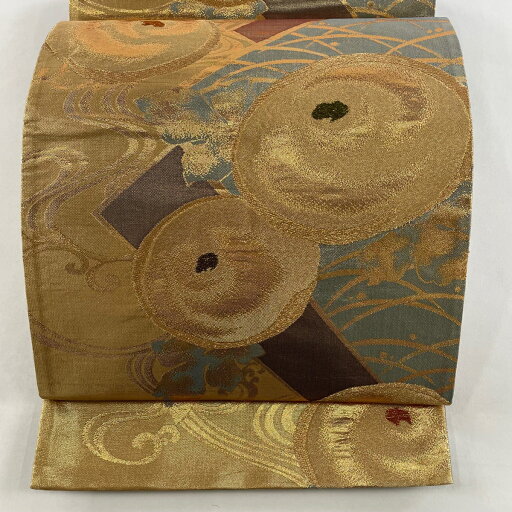 袋帯 美品 秀品 万寿菊 露芝 金糸 箔 金色 六通 正絹 【中古】 msp70 袋帯 美品 秀品 万寿菊 露芝 金糸 箔 金色 六通 正絹 【中古】 msp70
