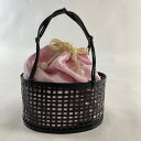 和装バッグ 優品 カジュアル 巾着付きかごバッグ 桜 銀彩 オーガンジー ピンク 和装小物 【中古】