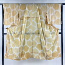 長襦袢 身丈126.5cm 裄丈65.5cm M 幾何学模様 ベージュ 正絹 美品 秀品 【中古】