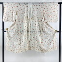 長襦袢 身丈114.5cm 裄丈62cm S 蝶 縦縞 箔 クリーム 正絹 美品 秀品 【中古】