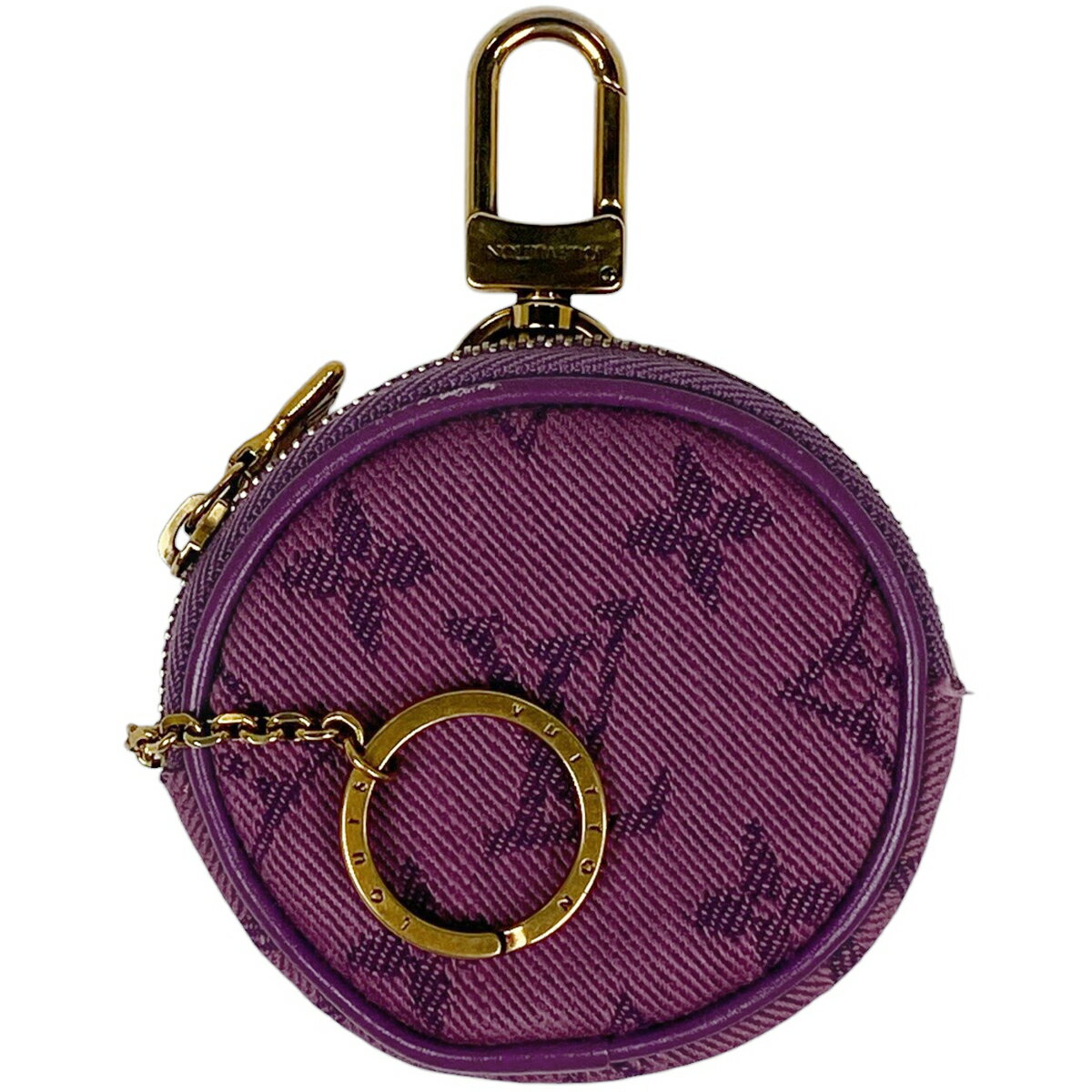 ルイ・ヴィトン Louis Vuitton ラウンドポーチ コインケース キーリング バッグチャーム モノグラムデニム パープル M68291 レディース 【中古】 msp29