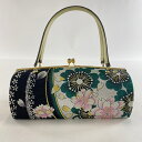 和装バッグ 美品 優品 フォーマル 桜 桜の花びら 唐織 箔 緑 正絹 和装小物 【中古】