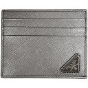 【ラッピング可】プラダ PRADA ロゴプレート カードケース パスケース カードケース サフィアーノレザー シルバー 1MC223 レディース 【中古】