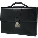 カルティエ CARTIER ロゴ ビジネスバッグ ブリーフケース ハンドバッグ ネイビー ビジネスバッグ レザー ブラック メンズ 【中古】