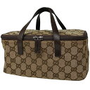 グッチ GUCCI GG柄 バニティバッグ ハンドバッグ メイク コスメ 化粧ポーチ GGキャンバス ベージュ ブラウン 124540 レディース 【中古】 m...