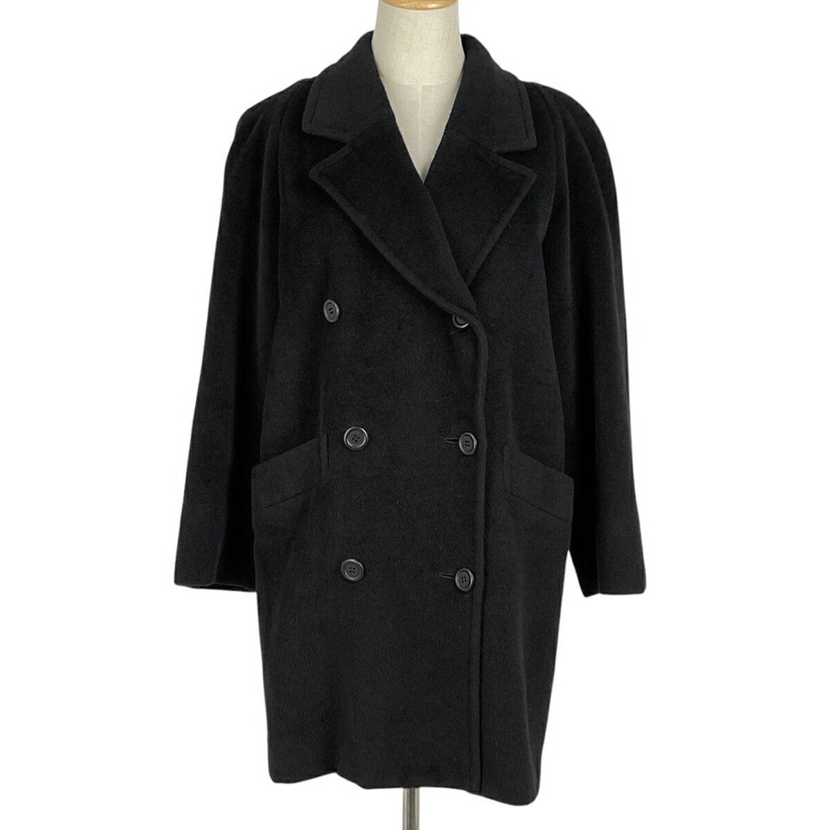 クリスチャンディオール Christian Dior ピーコート ロング丈 ダブル アウター ピーコート 毛 ブラック レディース 【中古】