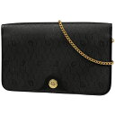 クリスチャンディオール Christian Dior ハニカム柄 チェーン ショルダーバッグ クラッチ 斜め掛け ロゴ ショルダーバッグ コーティングキャンバス ブラック レディース 【中古】