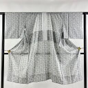 長襦袢 身丈114.5cm 裄丈63cm S 市松 文字 灰色 正絹 美品 名品 【中古】