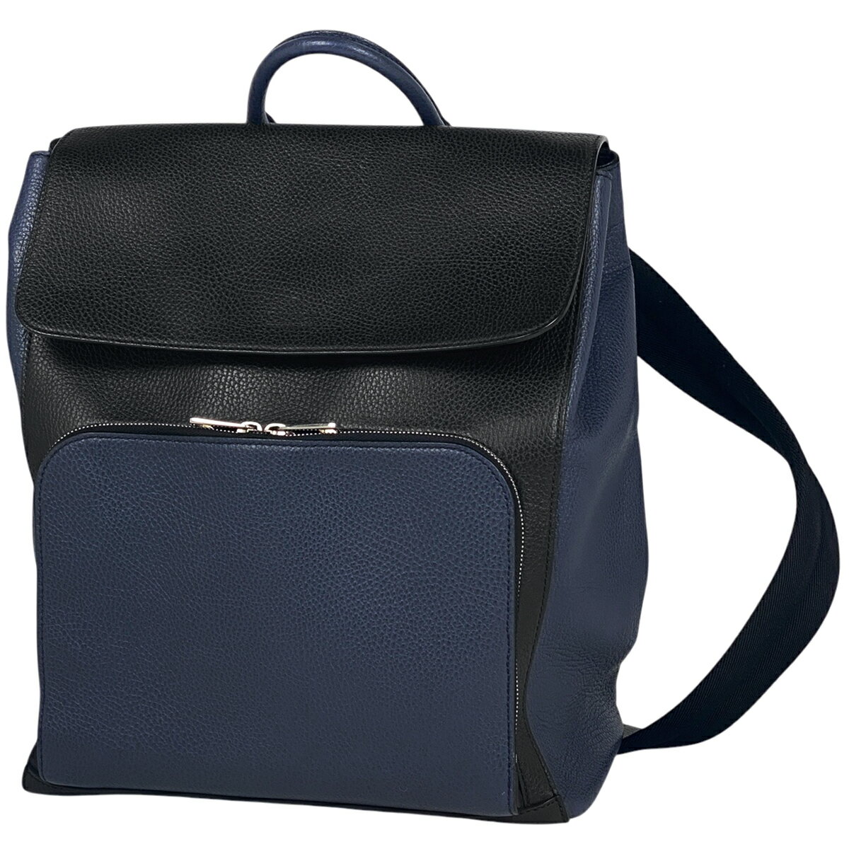 グッチ GUCCI ロゴ リュックサック バックパック デイパック リュック レザー ネイビー ブラック 406364 メンズ 【中古】