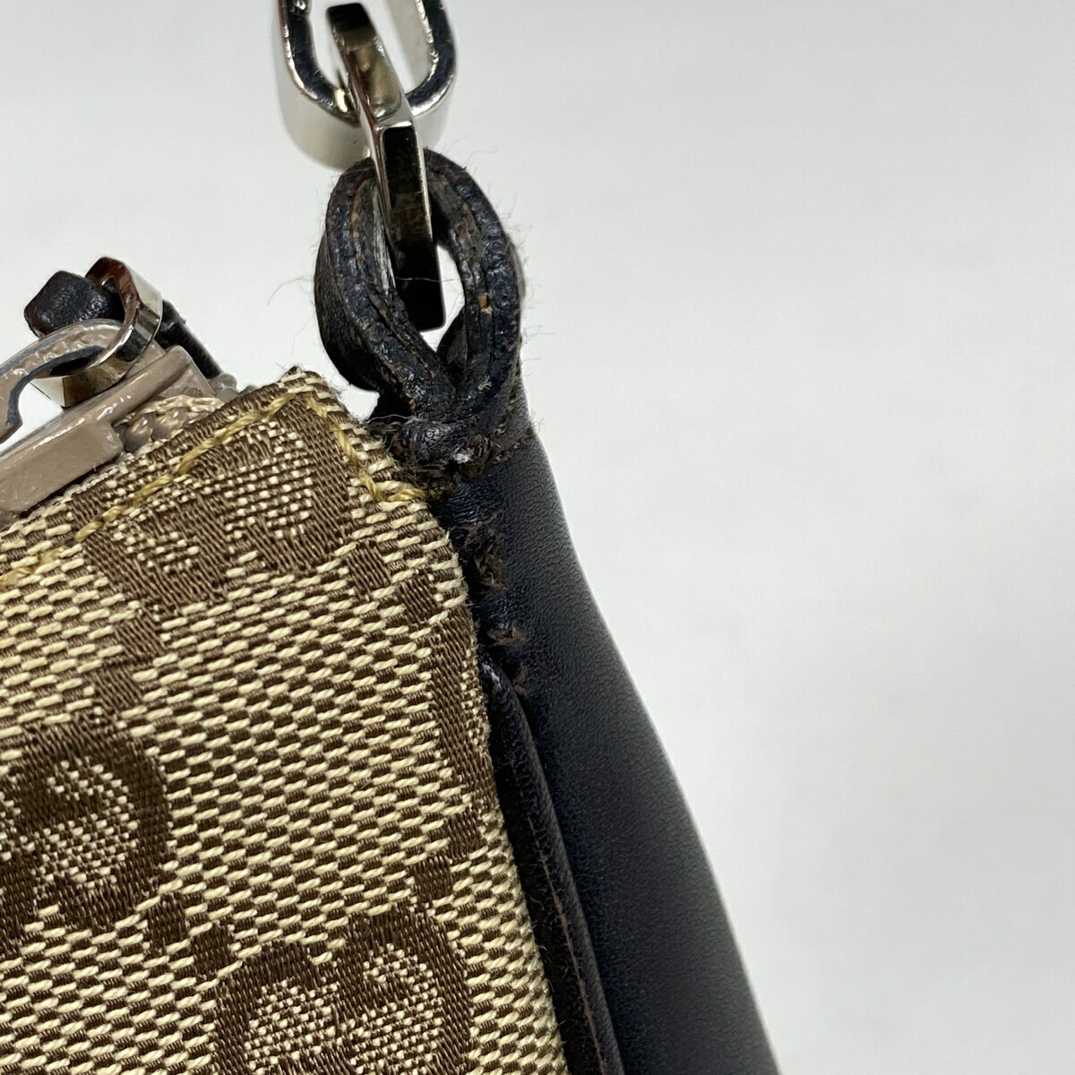 グッチ GUCCI GG柄 ハンドバッグ バンブー ショルダーバッグ ハンドバッグ GGキャンバス ベージュ ブラック 0013870 レディース 【中古】