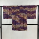 【最終値引き】 道行 身丈87.5cm 裄丈60.5cm S 和装コート 角衿 辻が花 ぼかし 紫 正絹 美品 秀品 【中古】 msp70
