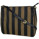 【最終値引き】 フェンディ FENDI ペカン柄 ショルダーバッグ トートバッグ ショルダーバッグ キャンバス ブラウン ブラック レディース 【中古】 msp39(4)
