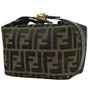 フェンディ FENDI ズッカ柄 バニティバッグ ハンドバッグ 化粧ポーチ キャンバス ブラウン 26360 レディース 【中古】