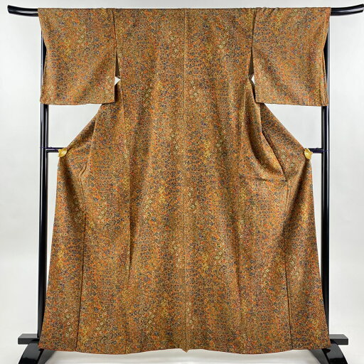 小紋 身丈163.5cm 裄丈66cm M 袷 更紗 赤茶 正絹 美品 優品 【中古】 小紋 身丈163.5cm 裄丈66cm M 袷 更紗 赤茶 正絹 美品 優品 【中古】