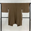 道中着 身丈100cm 裄丈63.5cm S 和装コート 地紋 茶色 正絹 名品 【中古】