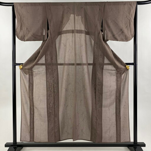 紬 身丈157cm 裄丈65.5cm M 薄物 夏紬 枝葉 茶色 正絹 秀品 【中古】 msp50 紬 身丈157cm 裄丈65.5cm M 薄物 夏紬 枝葉 茶色 正絹 秀品 【中古】 msp50