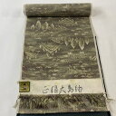 【最終値引き】 反物 秀品 紬 風景 樹木 茶緑色 正絹 【中古】 msp70