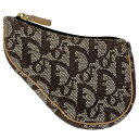 クリスチャンディオール Christian Dior トロッター柄 サドルポーチ ミニ 小物入れ 化粧ポーチ キャンバス ブラウン レディース 【中古】