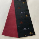 半幅帯 美品 優品 桜 花びら 黒 化繊 【中古】
