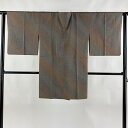 【最終値引き】 道行 身丈93cm 裄丈63.5cm S 和装コート 角衿 紬地 幾何学模様 染分け 茶色 正絹 美品 秀品 【中古】 msp70