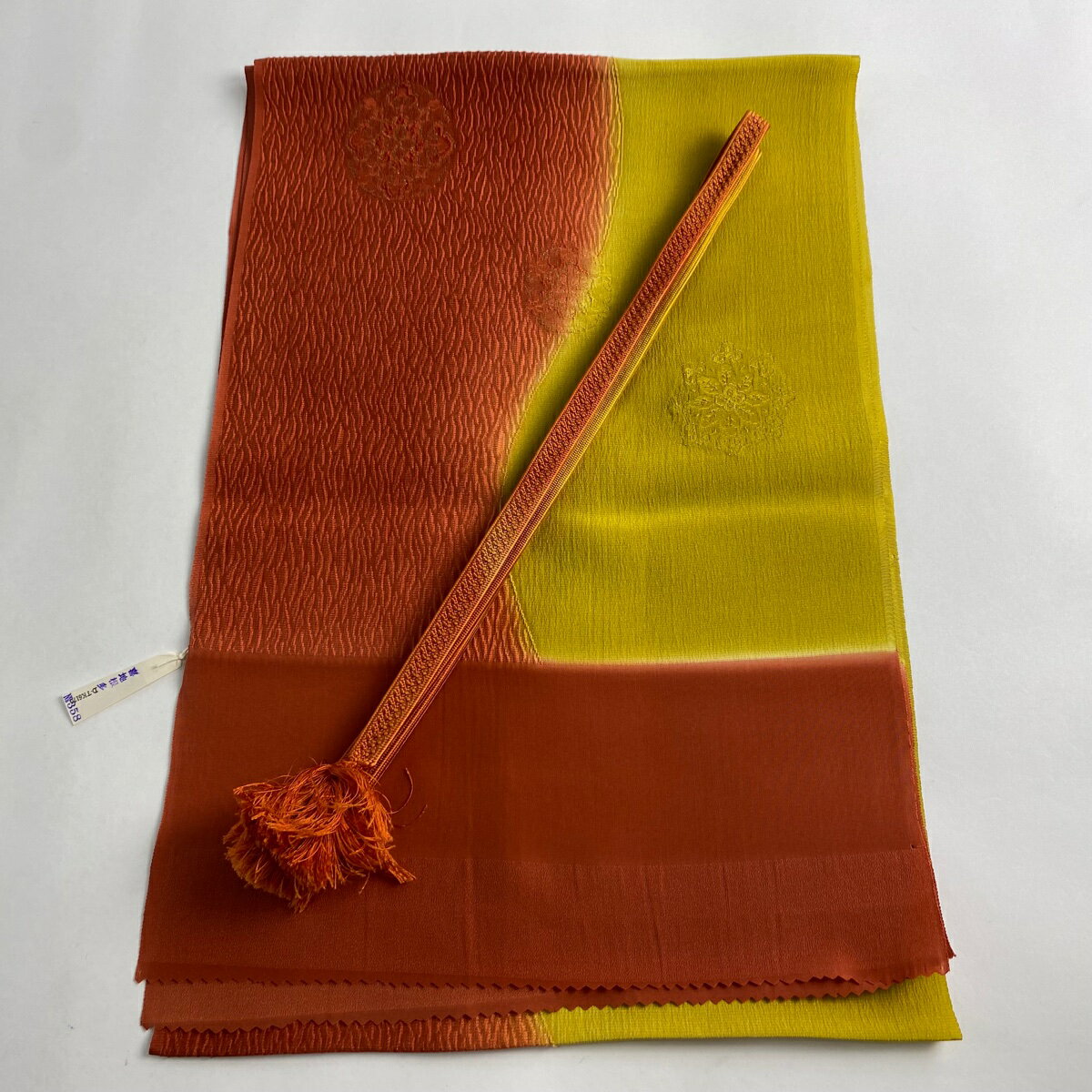和装セット 優品 帯締め帯揚げ2点セット 茜色 正絹 和装小物 【中古】