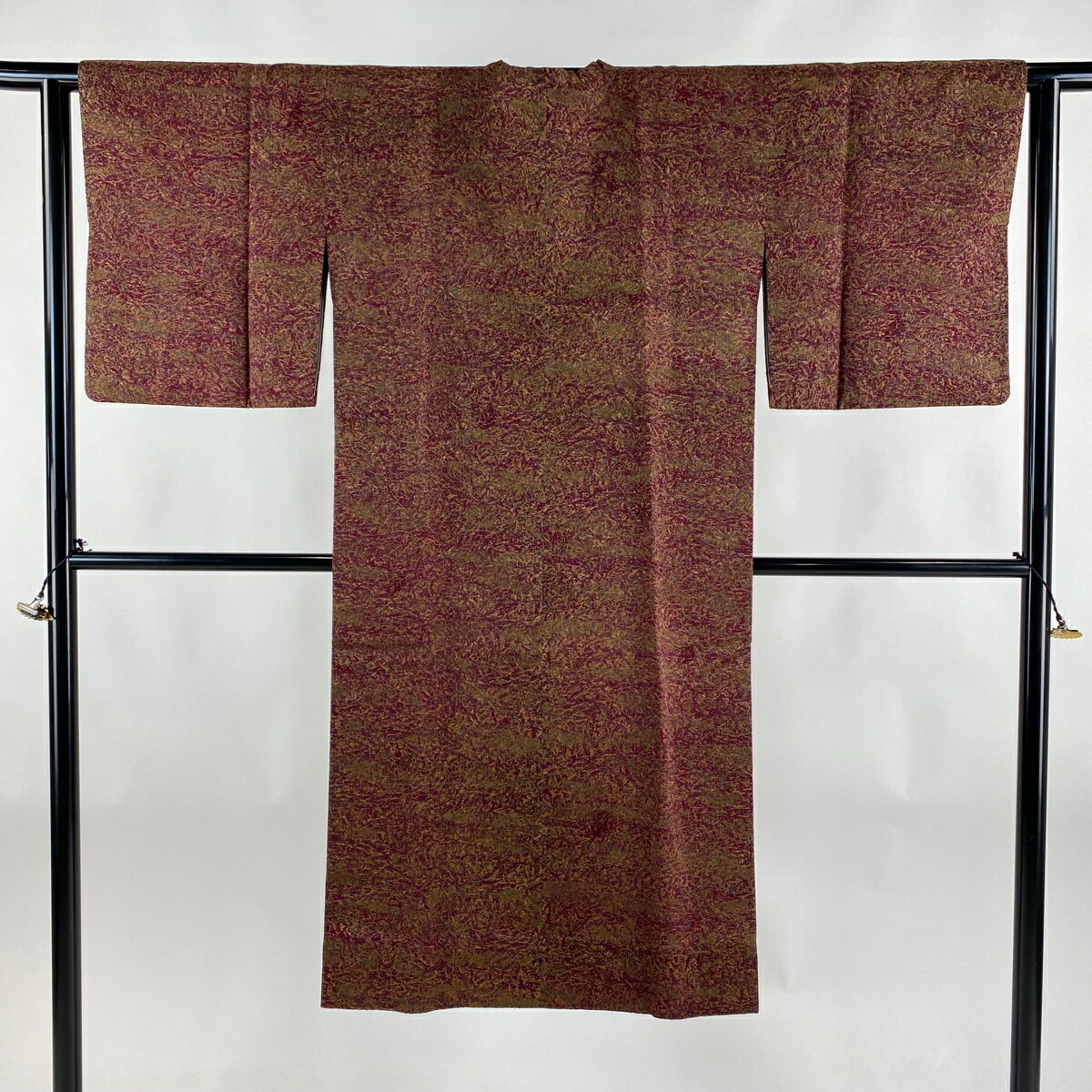 【最終値引き】 道行 身丈125cm 裄丈63cm S 和装コート 角衿 草花 赤紫 正絹 美品 逸品 【中古】 msp70