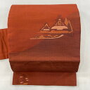 【最終値引き】 名古屋帯 美品 優品 家屋 赤茶 正絹 【中古】 msp70