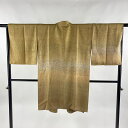 【最終値引き】 道中着 身丈101cm 裄丈66cm M 波 金通し ぼかし 和装コート 着物衿 黄土色 正絹 美品 名品 【中古】 msp70