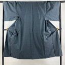 男着物 身丈138cm 裄丈67.5cm S 袷 紬 幾何学模様 青灰色 正絹 優品 【中古】