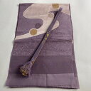 和装セット 優品 霞 丸文 箔 灰紫 正絹 和装小物 【中古】