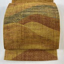 【最終値引き】 名古屋帯 美品 優品 八寸名古屋帯 松葉仕立て 山 赤茶 正絹 【中古】 msp70