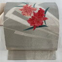 【最終値引き】 名古屋帯 優品 関西仕立て 草花 金銀糸 薄ピンク 正絹 【中古】 msp70