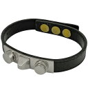 【ラッピング可】サンローラン SAINT LAURENT レザー ブレスレット スタッズ ブレスレット レザー シルバーメッキ ブラック メンズ 【中古】