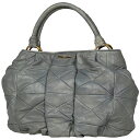 ミュウ ミュウ Miu Miu ロゴ ハンドバッグ 2WAY ショルダーバッグ 肩掛け ハンドバッグ レザー グレー レディース 【中古】