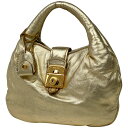 ミュウ ミュウ Miu Miu ロゴ ハンドバッグ 手提げ ハンドバッグ レザー ゴールド レディース 【中古】