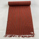 反物 秀品 紬 縞 茜色 正絹 【中古】 msp70