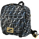 【最終値引き】 フェンディ FENDI ズッカロゴ リュックサック デイパック FFプリント リュック ナイロン ブルー ブラック 8BZ048 レディース 【中古】 msp39(4)