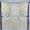 長襦袢 身丈126.5cm 裄丈64cm M 幾何学 ベージュ 正絹 名品 【中古】