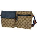 グッチ GUCCI GG柄 ウエストバッグ ボディバッグ ボディバッグ GGキャンバス ベージュ ブルー 28566 レディース 【中古】