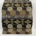 袋帯 美品 名品 華文 桐唐草 箔 金銀糸 黒 六通 正絹 【中古】(4)