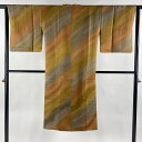 【最終値引き】 道行 身丈125cm 裄丈63.5cm S 和装コート 角衿 やまと 地紋 染め分け 山吹茶色 正絹 美品 逸品 【中古】 msp70