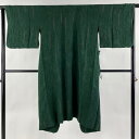 【最終値引き】 道中着 身丈121cm 裄丈65cm M 和装コート 着物衿 幾何学模様 絞り 緑 正絹 美品 逸品 【中古】 msp70