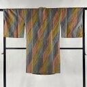 【最終値引き】 道行 身丈107cm 裄丈66cm M 和装コート 角衿 紗縞 染め分け 灰紫 正絹 美品 逸品 【中古】 msp70