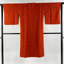 【最終値引き】 道行 身丈119cm 裄丈63cm S 和装コート 角衿 唐草 ビロード 朱色 正絹 美品 逸品 【中古】 msp70