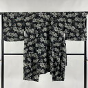 【最終値引き】 道中着 身丈102.5cm 裄丈67cm M 和装コート 花 黒 化繊 美品 逸品 【中古】 msp70