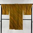 【最終値引き】 道行 身丈108.5cm 裄丈67cm M 和装コート 千代田衿 斜縞 幾何学 茶色 正絹 美品 逸品 【中古】 msp70