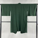【最終値引き】 道中着 身丈101.5cm 裄丈65cm M 和装コート 地紋 草花 深緑 正絹 美品 逸品 【中古】 msp70