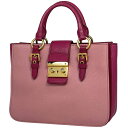 ミュウ ミュウ Miu Miu ロゴ ハンドバッグ 2WAY ショルダーバッグ ハンドバッグ レザー ピンク レディース 【中古】