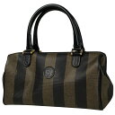 フェンディ FENDI ペカン柄 ハンドバッグ ミニ ボストン ハンドバッグ コーティングキャンバス ブラウン ブラック レディース 【中古】 msp29