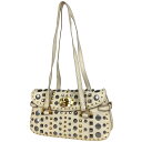 ミュウ ミュウ Miu Miu ロゴ ショルダーバッグ スタッズ 肩掛け ショルダーバッグ レザー ホワイト レディース 【中古】